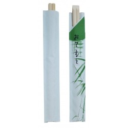 8″ Bamboo Slanted Tip Chopsticks with Open Wrapper Sleeves 4K ct