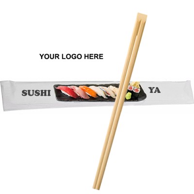Custom Logo Full‑Wrap Bamboo Chopsticks 9.5 inch Tensoge 2000 count