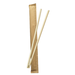 Disposable Brown Wrapper Enclosed 9" Round Bamboo Chopsticks 1400 count